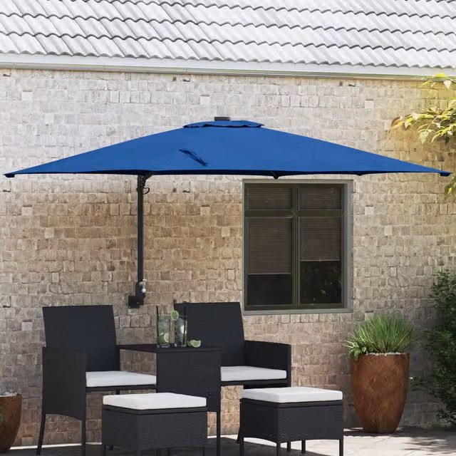 Berkfield Home Garden Blue Polyester and Steel Parasol, W/D: 250 x 250 cm, H: 160 cm