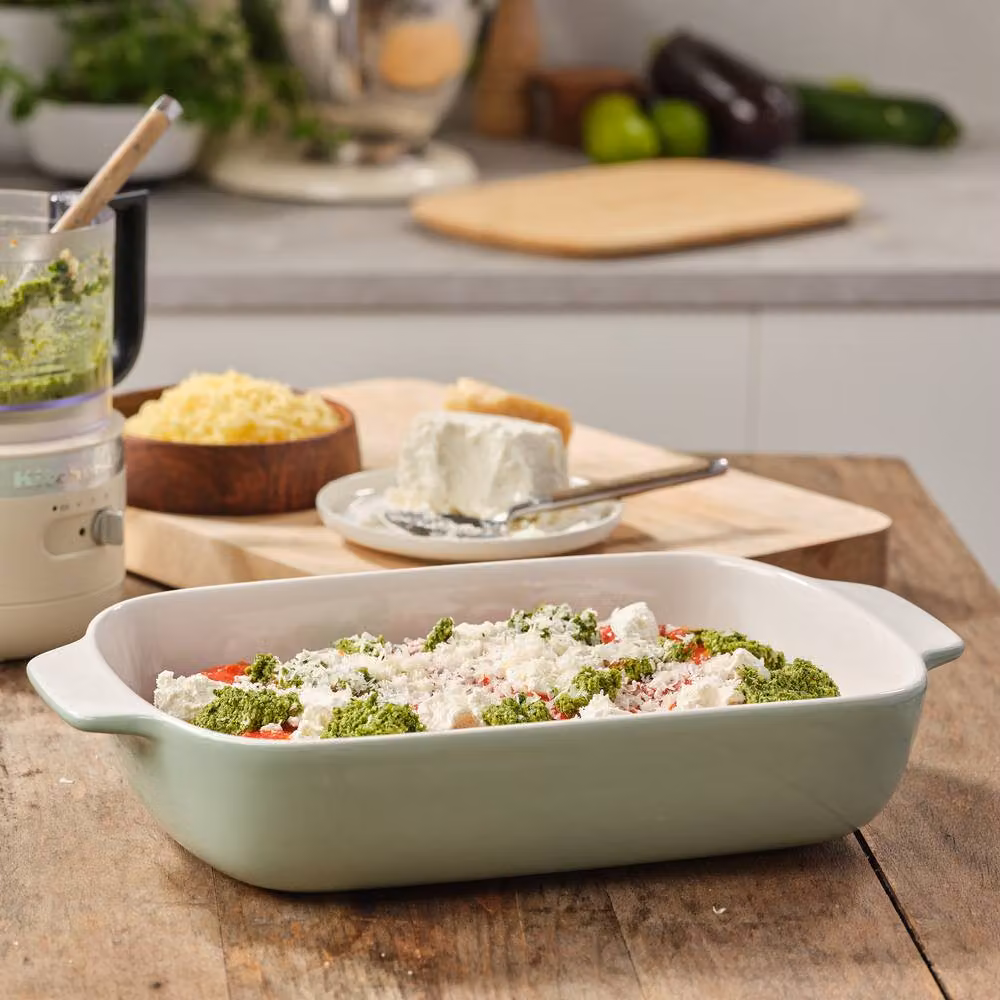 KitchenAid Stoneware Rectangular Casserole Dish with Lid in Light Green – 2