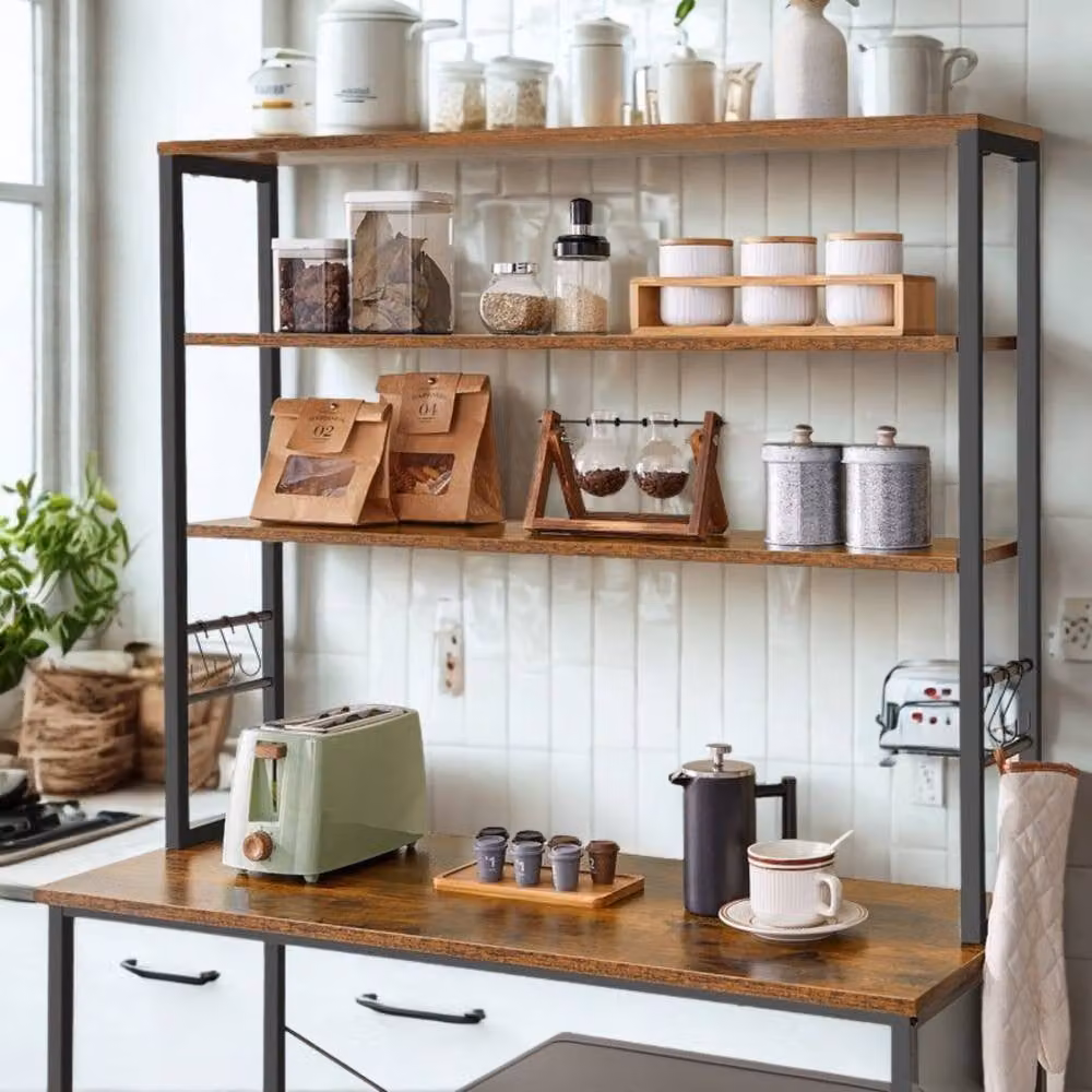 Pirlo Plush Industrial 6 Tier Kitchen Storage Rack with Adjustable Shelves, Brown, W/D/H: 40 x 40 x 167 cm – 3