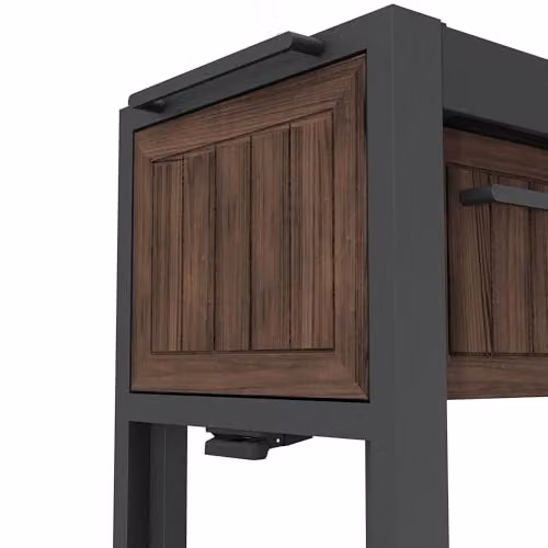 Keter Extendable Party Table in Rosewood, Multifunctional Outdoor and Indoor Serving Station with Slide-Out Shelves, Drinks Cooler, Storage Drawer and Castors – 3