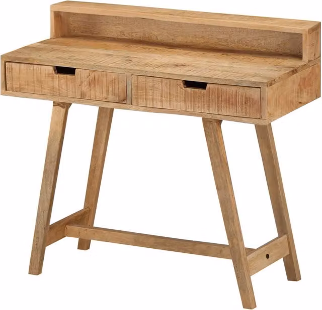 Berkfield Brown Solid Rough Mango Wood Writing Desk W/D/H: 100 x 45 x 90 cm