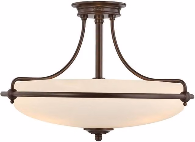 Netlighting Griffin 4 Light Semi Flush Ceiling Light in Bronze and White with E27 Bulbs