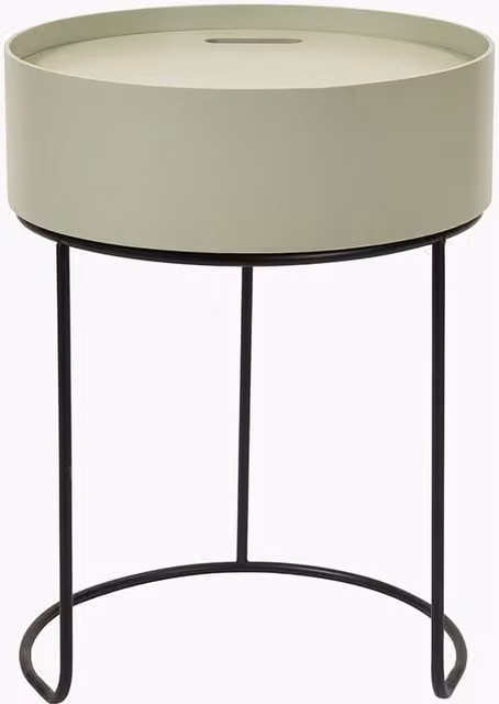 Pacific Lifestyle Hugo Scandinavian Round Wood and Metal Storage Table in Green and Black