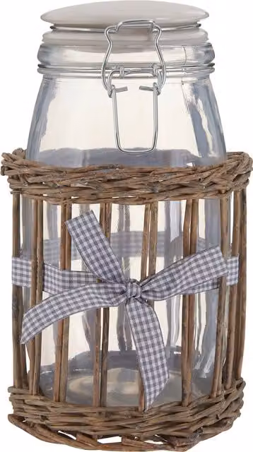 Premier Housewares Country Cottage 2-Piece Storage Jar Set, Grey and Transparent, 1500 ml – 3