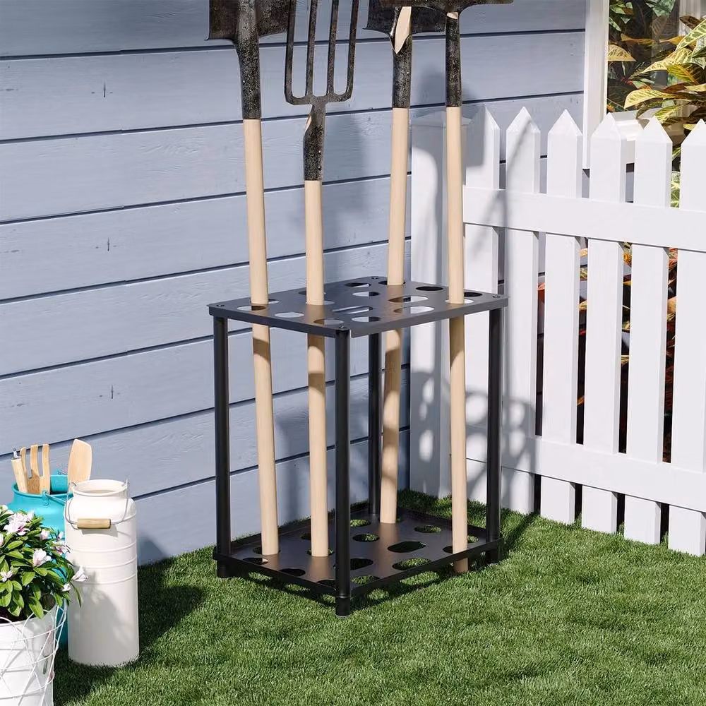 Kelvenix Freestanding Metal Garden Tool Rack Organiser in Black – 5