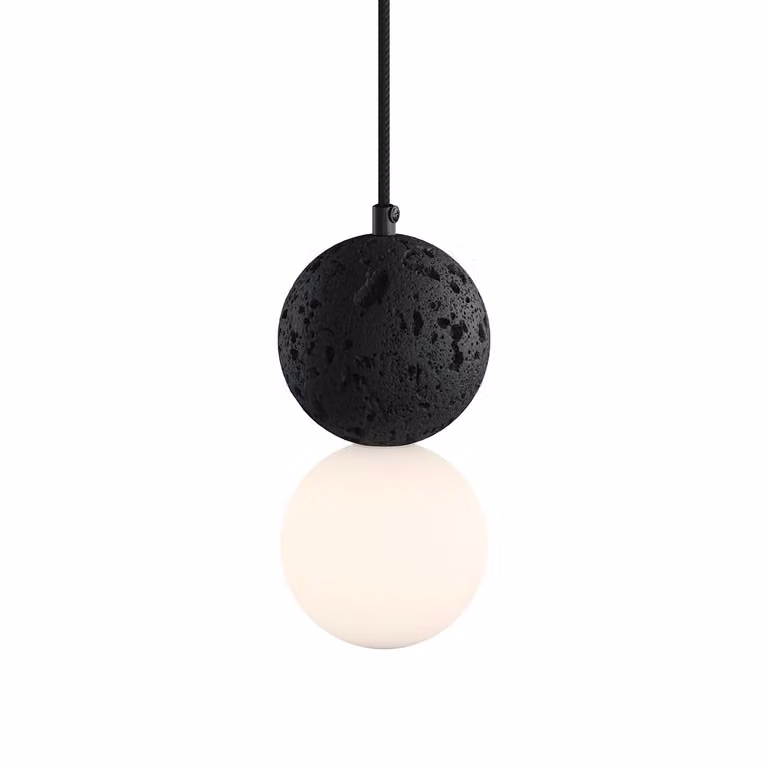 Dome Deco DOI Black Stone and Glass Pendant Light