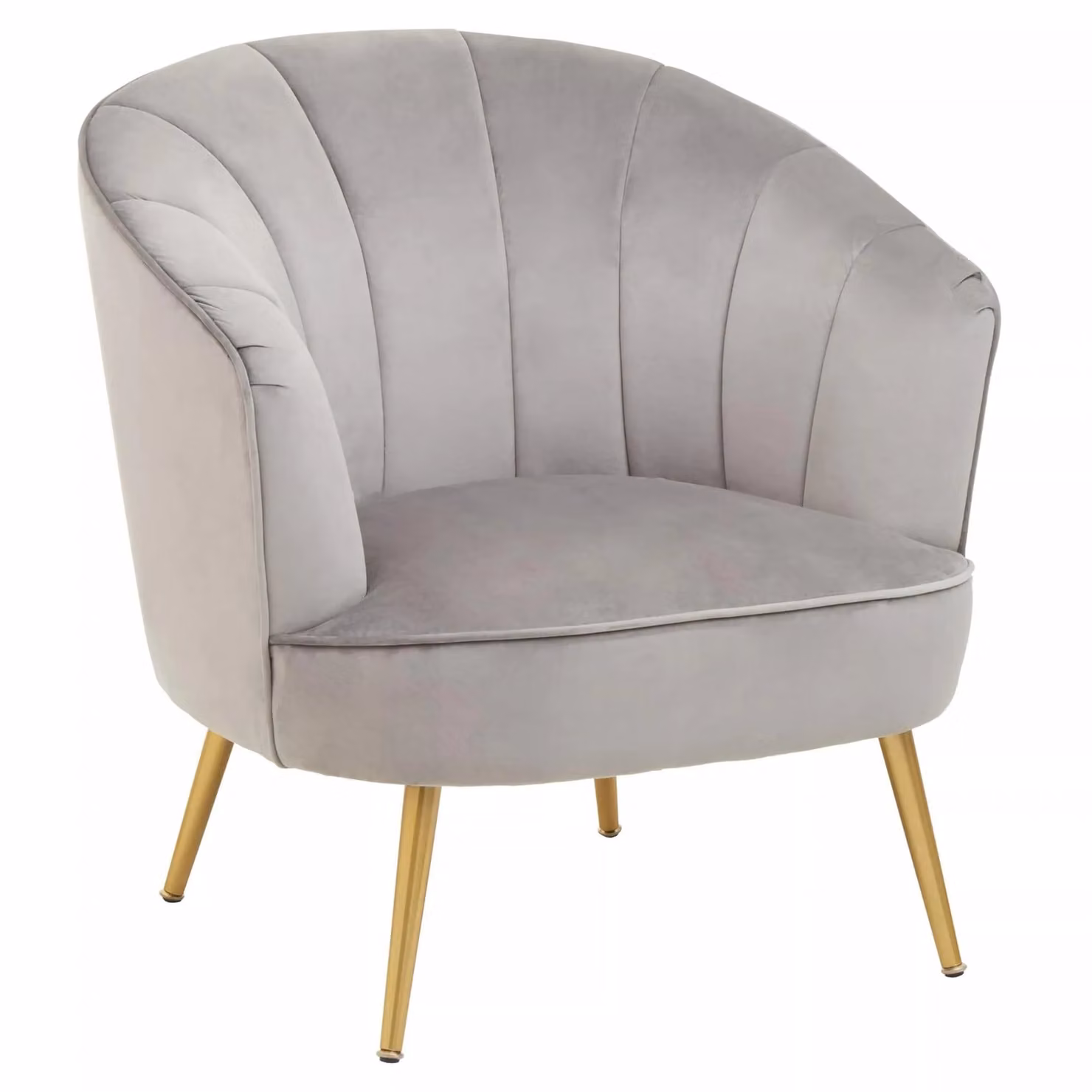 Orsina Yolanda Modern Grey Velvet Tub Chair with Gold Metal Frame and Armrests – 2