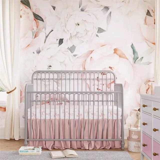 Ivy Convertible Metal Crib in Grey