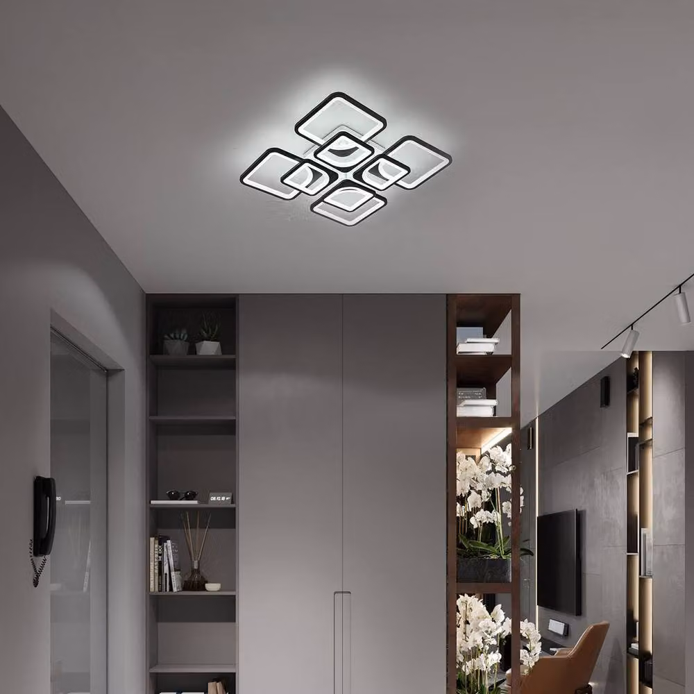 NIVOR Modern Black 8 Square Dimmable LED Ceiling Light with Remote Control – 5
