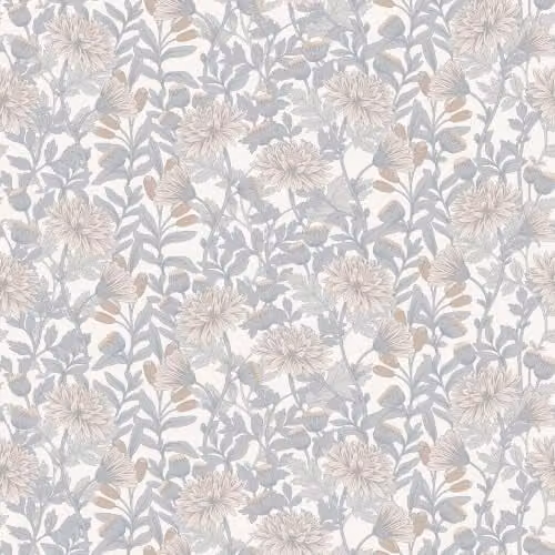 Muriva Martha Blue Floral Vintage Botanical Washable Wallpaper