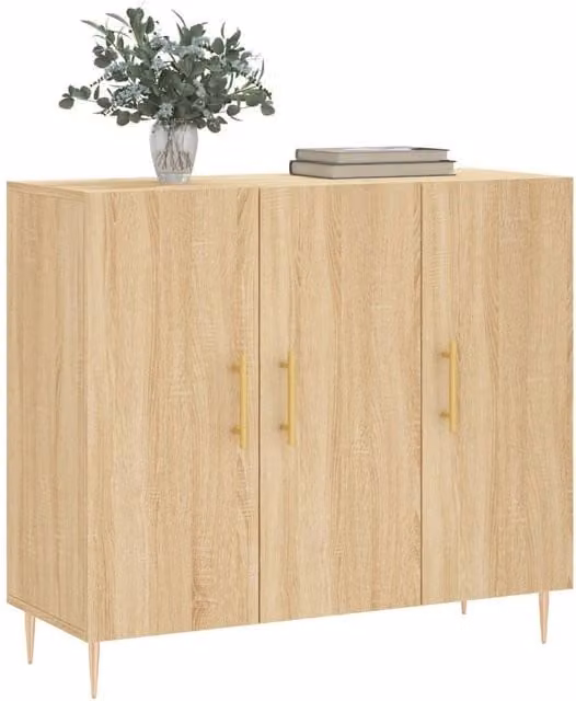 Berkfield Home Sonoma Oak Sideboard in Beige, W/D/H: 90 x 34 x 80 cm