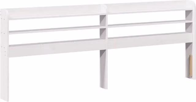Berkfield Home White Solid Wood Pine Headboard with Integrated Bedside Shelves, Width: 180 cm