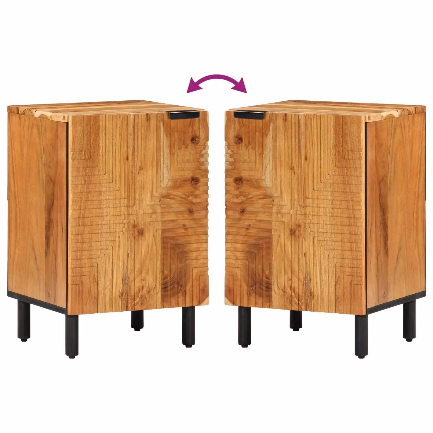 Berkfield Home Brown Acacia Wood Bathroom Cabinet with Hinged Doors and Internal Shelves, W/D/H: 38 x 33.5 x 58 cm – 6