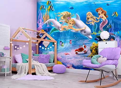 Walltastic Magical Mermaids Wallpaper Mural, Multicolour, W: 305 cm, H: 244 cm – 1