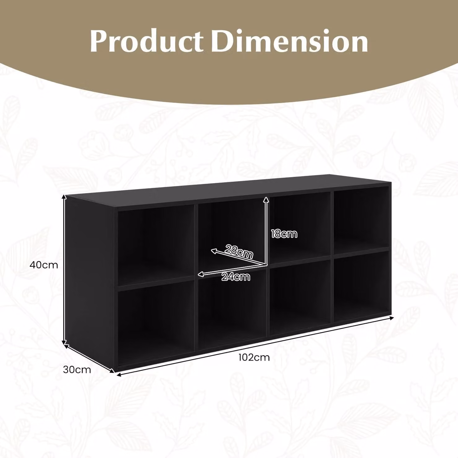 Costway Modern Black Shoe Bench with 8 Storage Cubbies for your Hallway, Living Room or Bedroom – 2