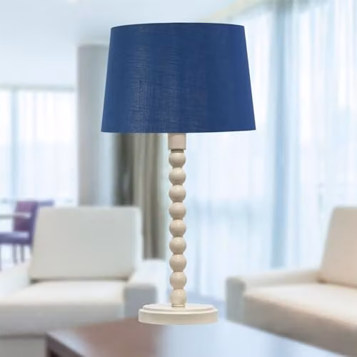 First Choice Lighting Bobbin Retro Ceramic Table Lamp Base in Ivory and White, H 36.5 x W 14.0 x D 14.0 cm – 2