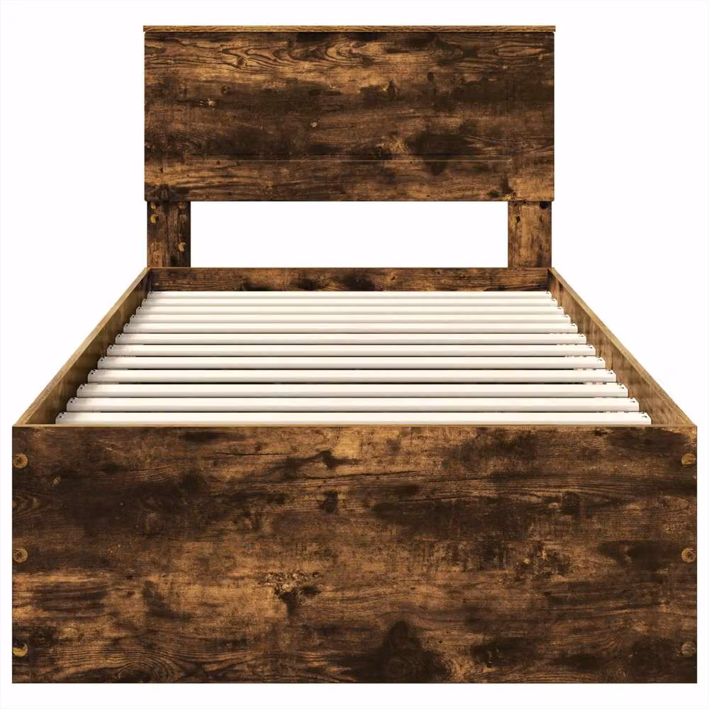 Berkfield Home Modern Bed Frame with Headboard in Smoked Oak Brown, W: 75 cm, L: 190 cm – 4