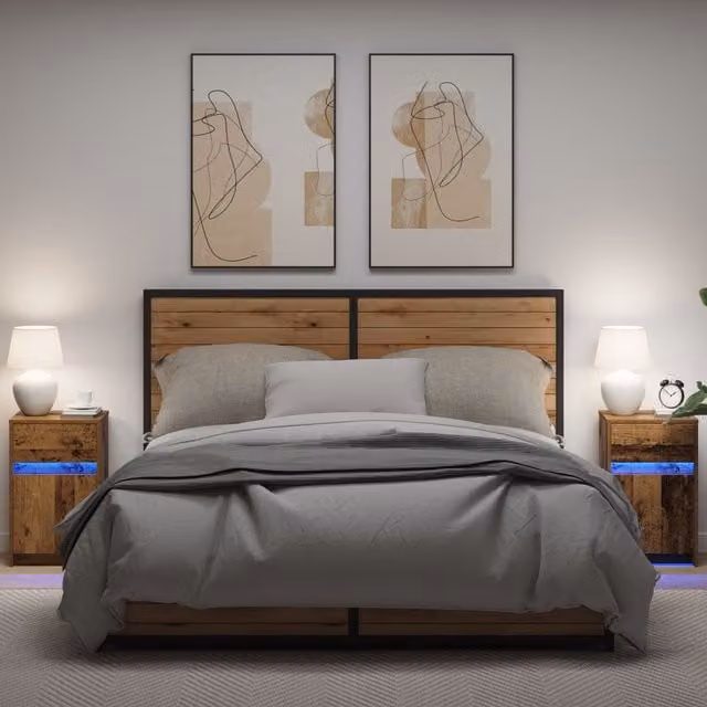 Berkfield Home Set of 2 Modern Bedside Cabinets in Brown, W/D/H: 38 x 34 x 61 cm – 1