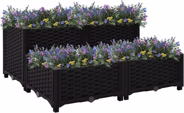 Berkfield Home Black Polypropylene Raised Bed W/D/H: 80 x 80 x 38 cm