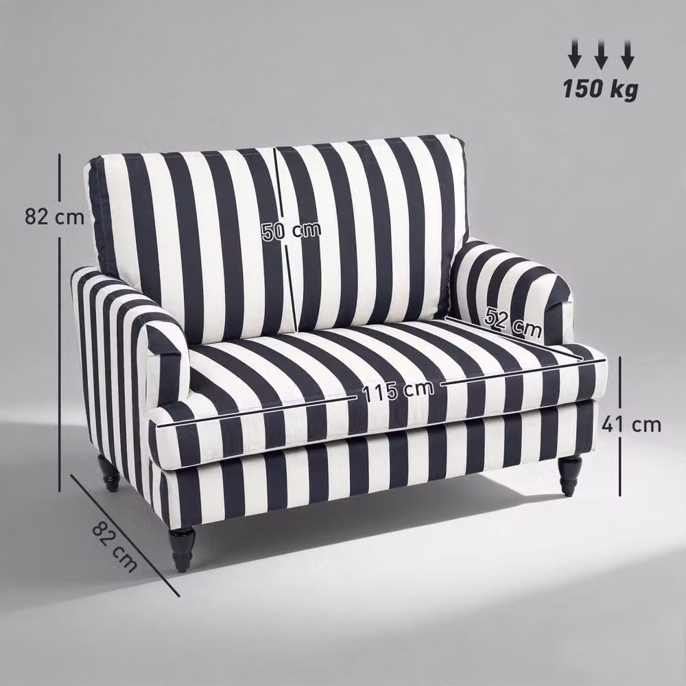 Wyld Haus Yosefi Black and White Striped Velvet Cuddle Chair with Armrests – 3