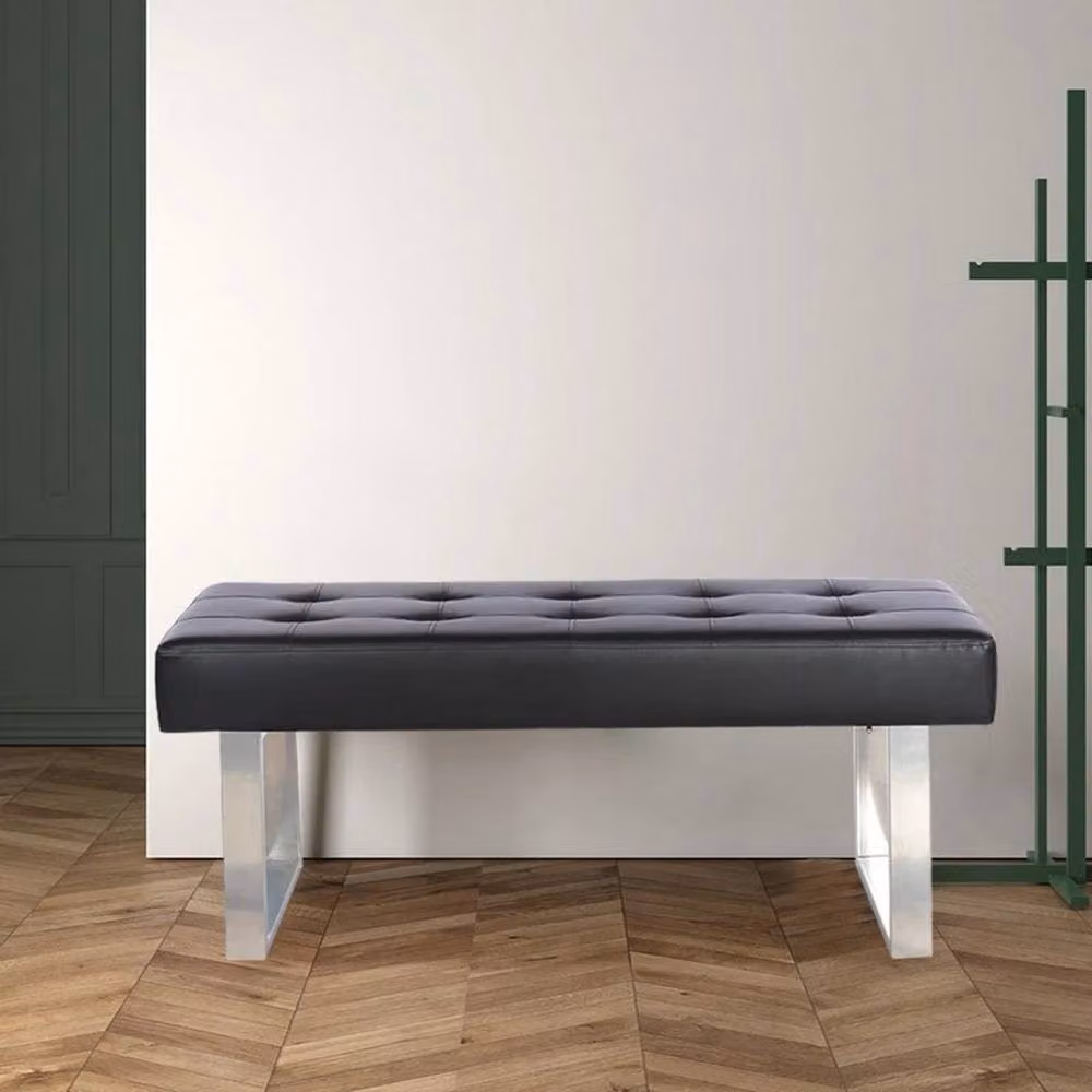EONLION Black PU Leather Straight Dining Bench, Width: 100 cm – 3