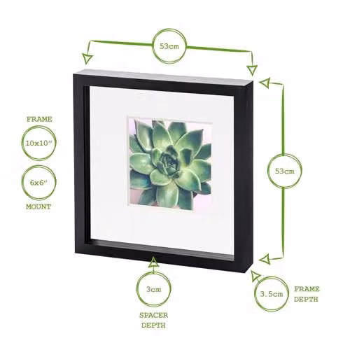 Nicola Spring Square Single 3D Box Photo Frame in Black or White – 2
