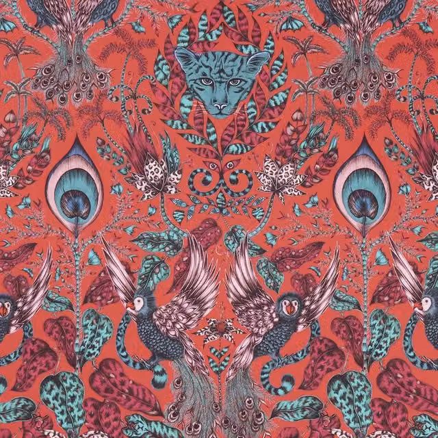 Emma Shipley Amazon Red Graphic Cotton Fabric