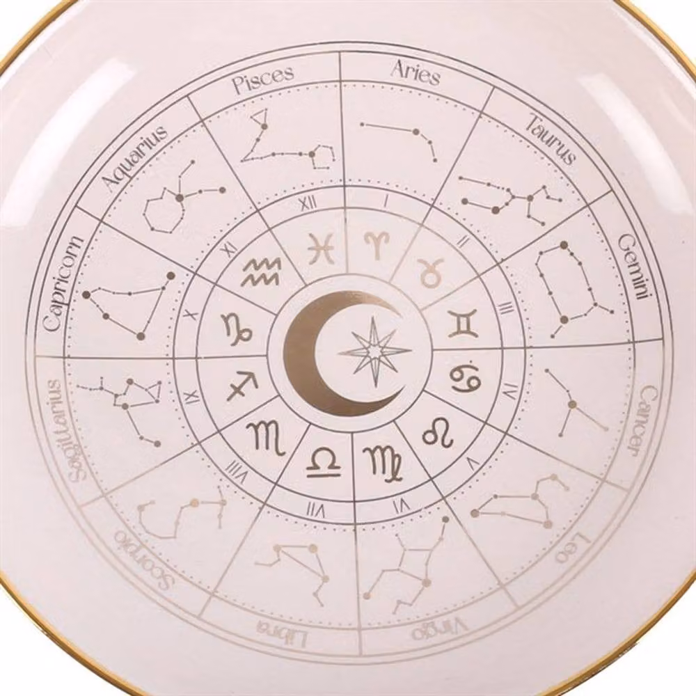 Uniqueful White and Gold Astrology Wheel Ceramic Trinket Dish – 2