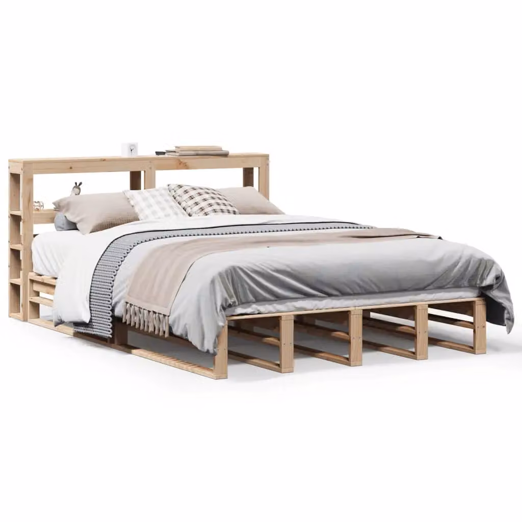Berkfield Home Solid Wood Pine Bed Frame in Brown, W/D/H: 160 x 200 cm – 2