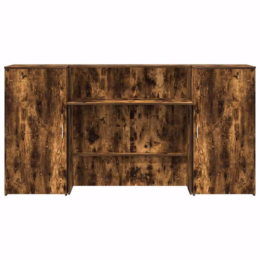 Berkfield Home Smoked Oak Reception Desk in Brown, W/D/H: 200 x 50 x 103.5 cm – 4