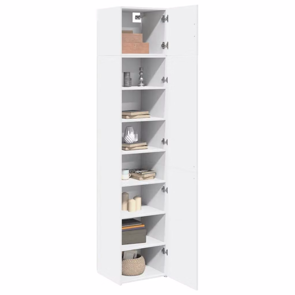 Berkfield Home Slim Freestanding Storage Cabinet in White, W/D/H: 45 x 42.5 x 225 cm