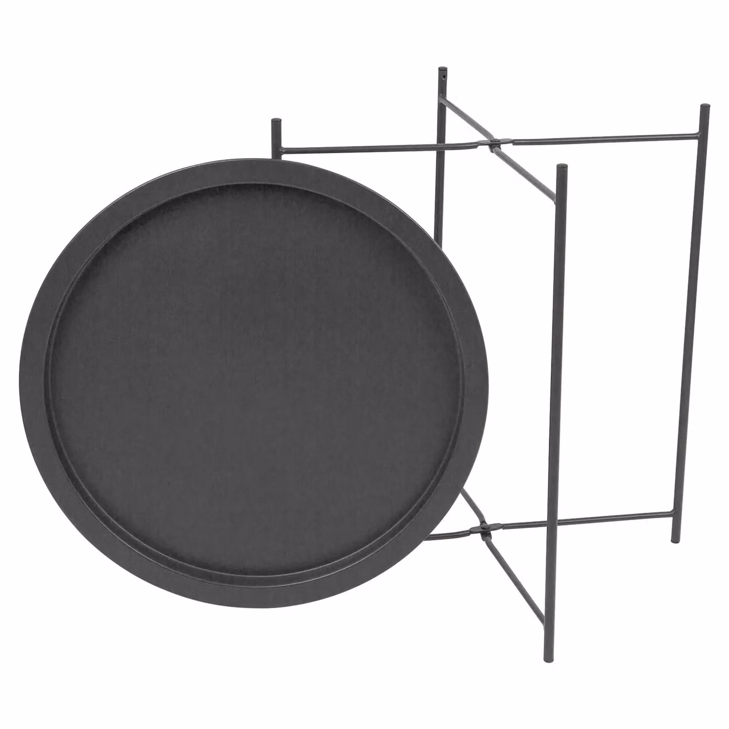Harbour Housewares Round Folding Tray Table in Matte Black Metal – 4