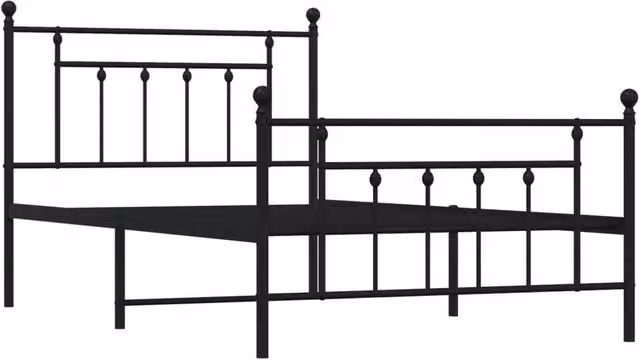 Berkfield Home Metal Bed Frame with Headboard and Footboard in Black W/D/H: 107 x 203 x 97 cm
