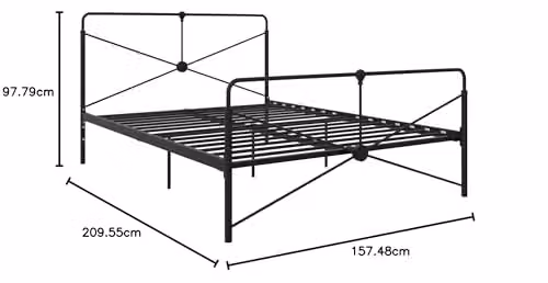 DHP Furniture Leopold Metal Bed in Black, King Size, W/D/H: 180 x 200 x 157.46 cm – 2