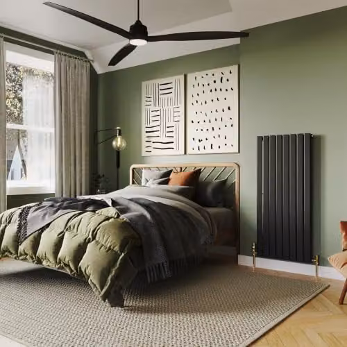 UK Radiators Typhoon Black Flat Tube Vertical Designer Radiator, W: 54.4 cm, H: 120 cm – 3
