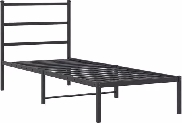 Berkfield Home Metal Bed Frame with Headboard in Black, W: 75 cm, L: 190 cm