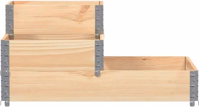 Berkfield Home Stable 3-Tier Raised Bed in Beige Solid Wood and Galvanised Steel, W: 80 cm, D: 60.5 cm, H: 80 cm