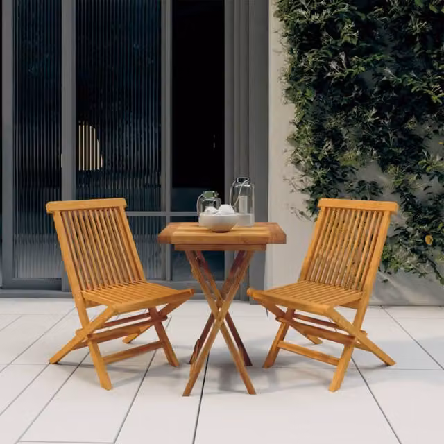 Berkfield Home 3 Piece Garden Dining Set in Brown Solid Teak Wood