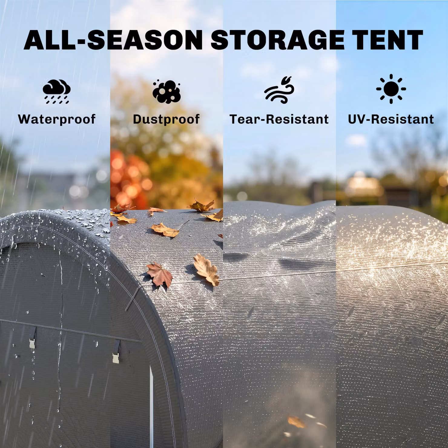 Outsunny Grey Garden Storage Tent with Galvanised Steel Frame and Double Doors, W: 300 cm, D: 300 cm, H: 235 cm – 4