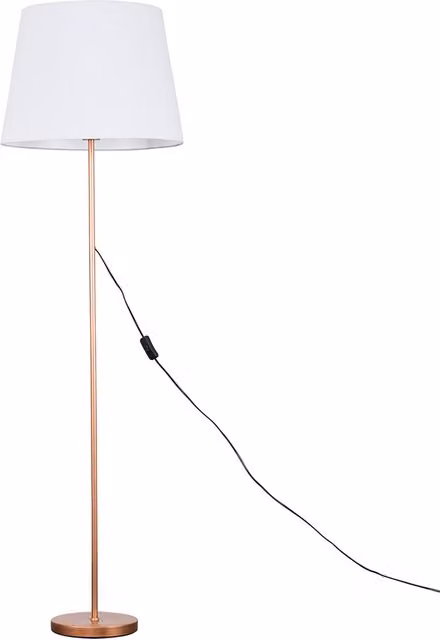 ValueLights Modern Copper Metal Floor Lamp with White Fabric Cylinder Shade