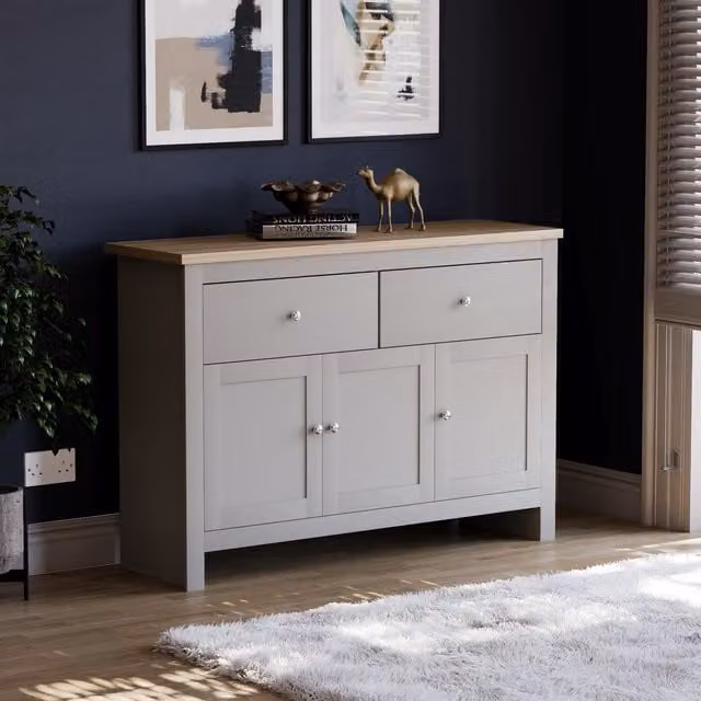 Vida Designs Arlington 2 Drawer 3 Door Sideboard in Grey – 1