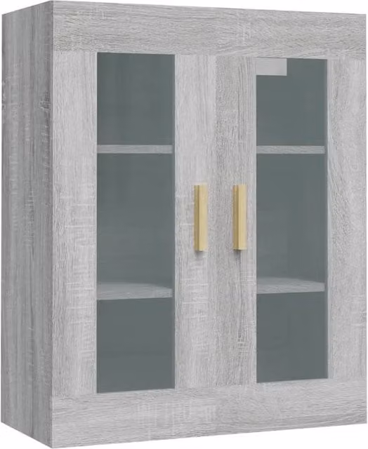 Berkfield Home Hanging Wall Cabinet in Grey with Glass Doors, W/D/H: 69.5 x 34 x 90 cm – 1