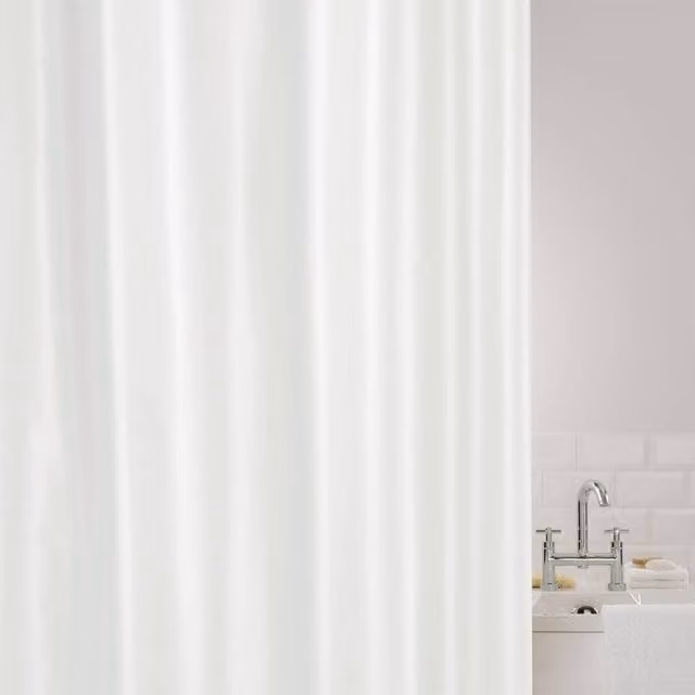Showerdrape White PEVA Waterproof Shower Curtain with Eyelets