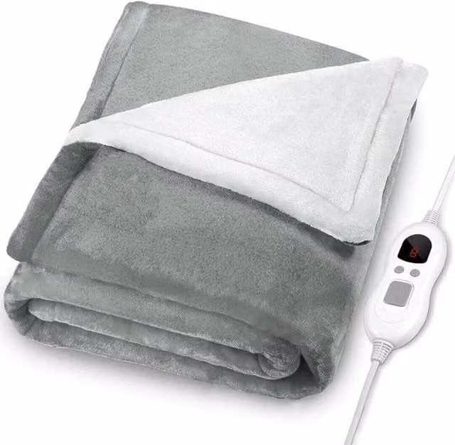 BARGAINS-GALORE Extra Large Plush Electric Heated Blanket Throw in Dark Grey, W: 130 cm, L: 180 cm