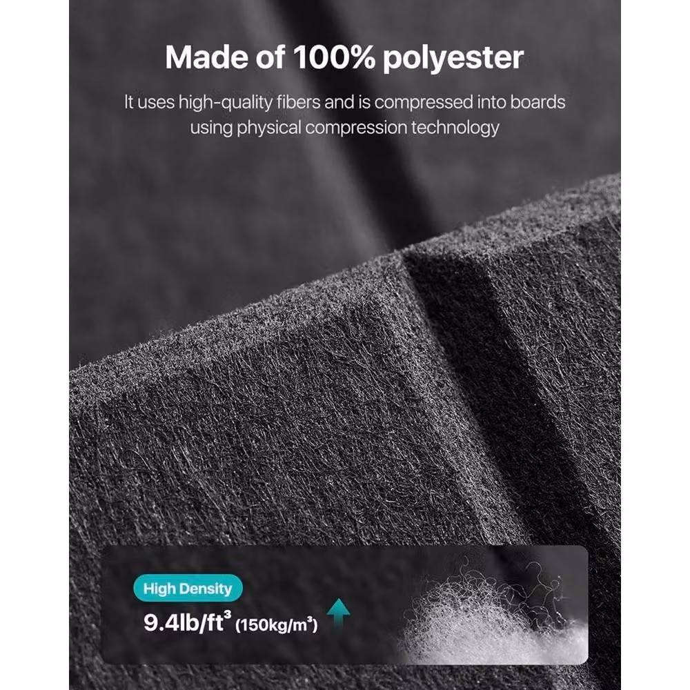NESTLUNE 12 Pack Black Decorative Acoustic Felt Wall Panels, 30.48 x 30.48 cm – 3