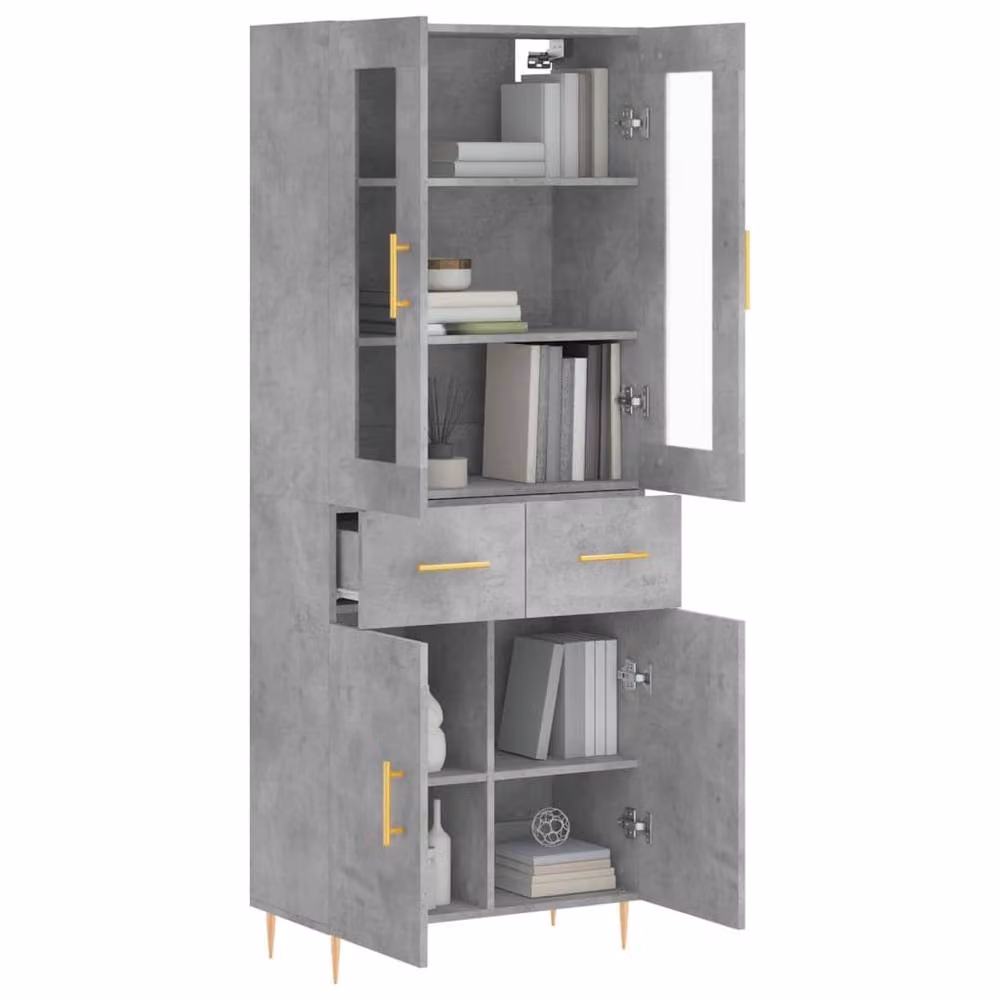 Berkfield Home Modern Highboard in Concrete Grey, W/D/H: 69.5 x 34 x 180 cm – 3