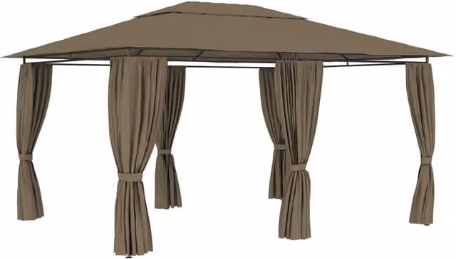 Berkfield Home Garden Marquee with Curtains, Beige, W: 4 m, D: 3 m – 1