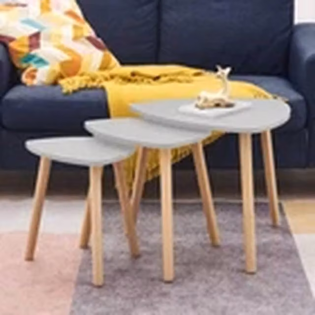 EONLION Modern Nest of 3 Round Coffee Tables in Grey