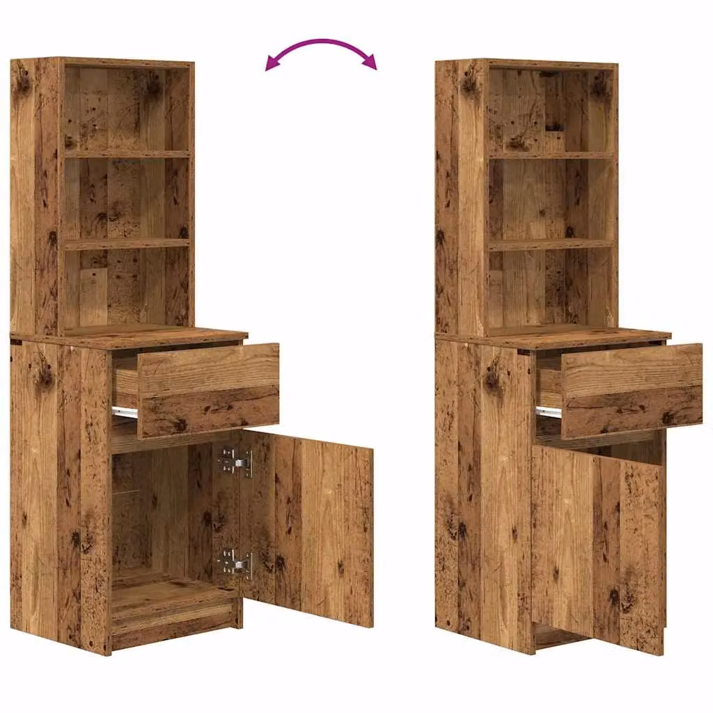 Berkfield Home Bedside Cabinet in Old Wood, W/D/H: 39 x 35 x 125 cm – 3