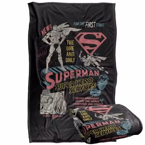 Warner Bros. Superman Superhero Silky Touch Super Soft Fleece Throw Blanket, Multicolour, W: 91 cm, D: 147 cm